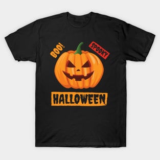 Boo! Spooky Halloween Pumpkin Face T-Shirt
